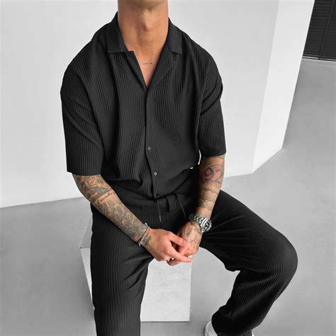 Zapped Oversize Lining Open Collar Shirt & Trouser Set – .